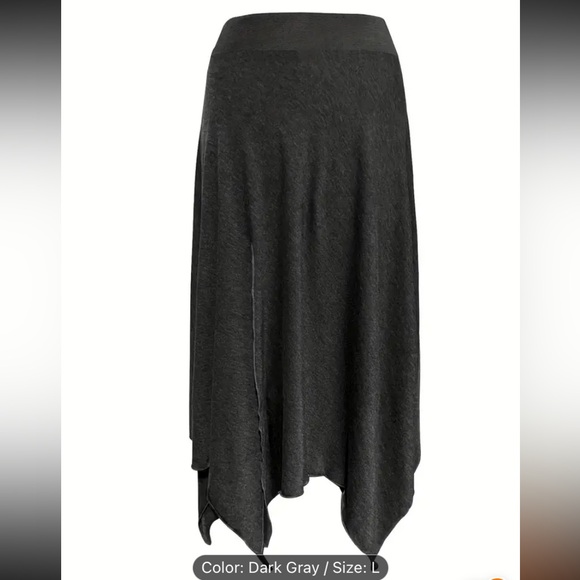 Dresses & Skirts - NEW Women’s Dark Gray Drawstring Waist Asymmetrical Hem Skirt